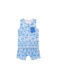Ocean Vibes Baby Boy Palm Tree Shorts Set Blue