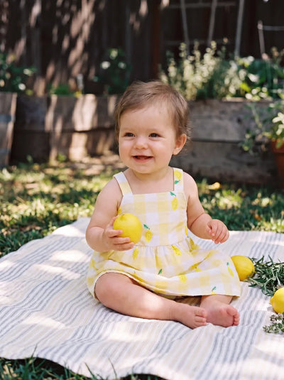 Fresh Market Baby Girl Lemon Print Dress Yellow