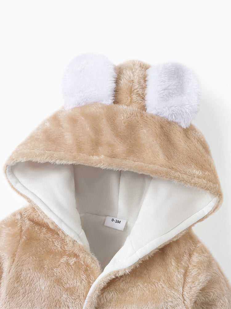 Baby Junge/Mädchen Bärenstil Kapuzenpullover aus Fleece khaki
