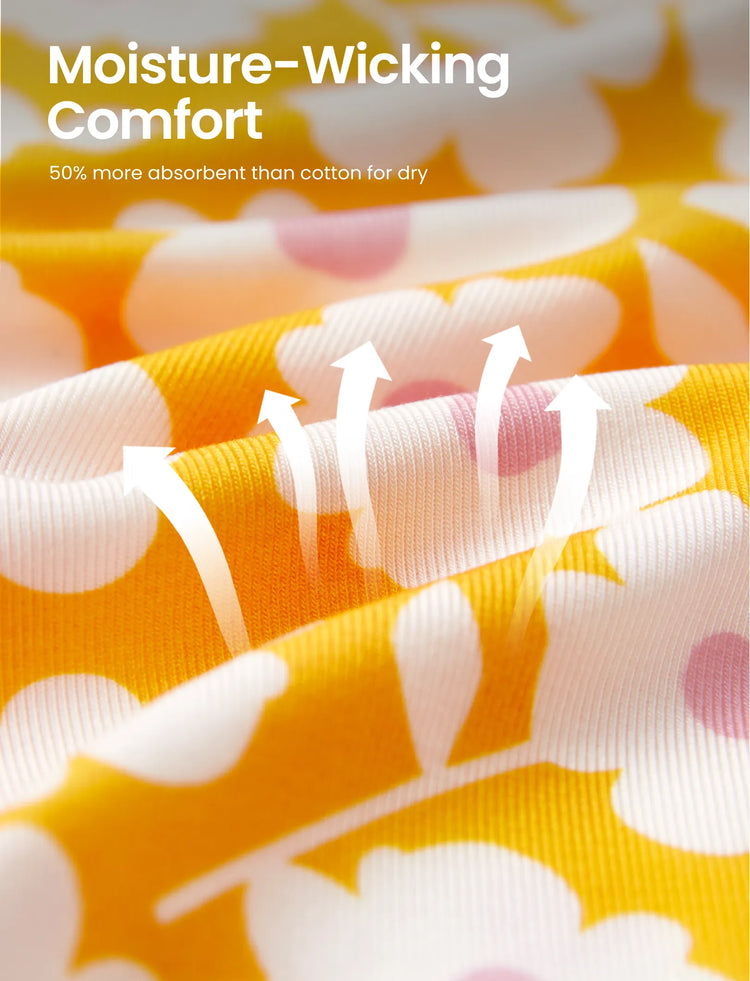 Pyjama d'Halloween 2 pièces en modal avec imprimé enfantin pour tout-petits/enfants (coupe ajustée) jaune