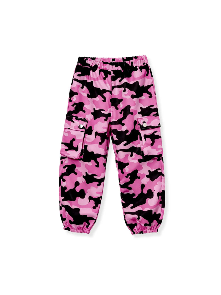 NEON Pop Toddler/Kid Girl Cargo Pants Set Hot Pink