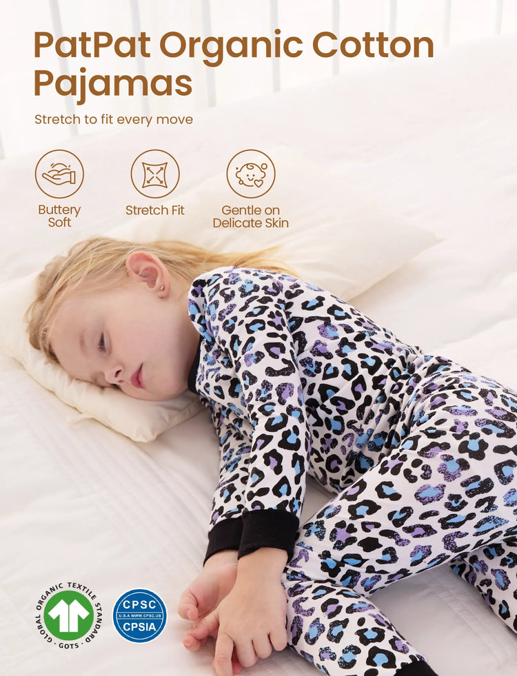 Kleinkind / Kinder 2-teiliger Pyjama aus Bio-Baumwolle mit kindlichem Print Eng anliegende Pyjamas für Mädchen / Jungen schwarz