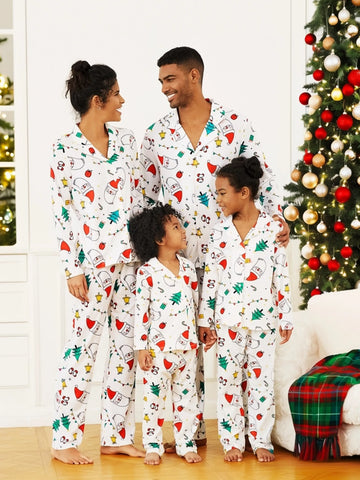 Ensemble Pyjama Famille Noël En Coton - Pyjamas Assortis à Manches Longues Pour Parents Et Enfants