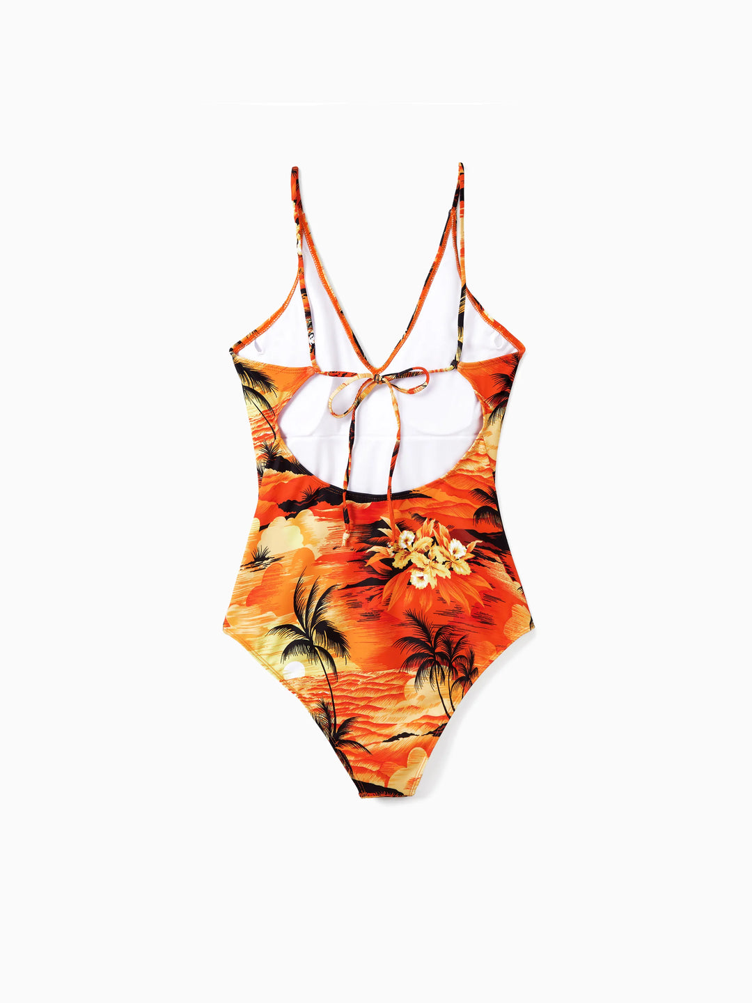 Mommy & me Tropical Hawaiian Swimsuits Swimwear Orange