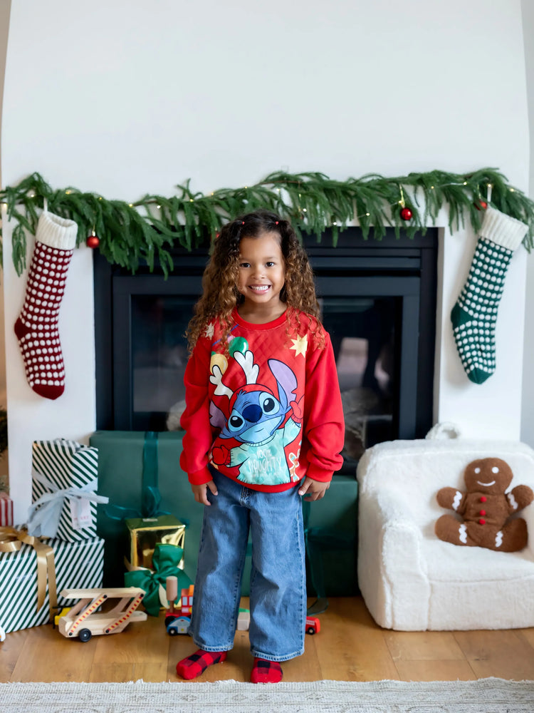 Sweat-shirt de Noël assorti Disney Stitch rouge