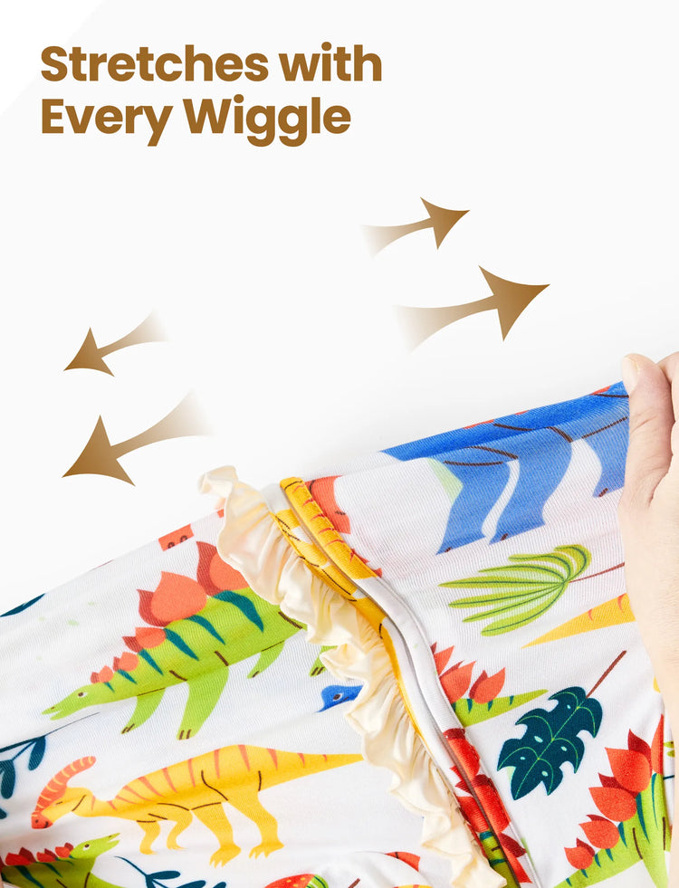 Bamboo Baby Boy/Girl Animal Printed 2-Way Zipper Anti Slip Long-sleeve Footie with Hairband Apricot Yellow