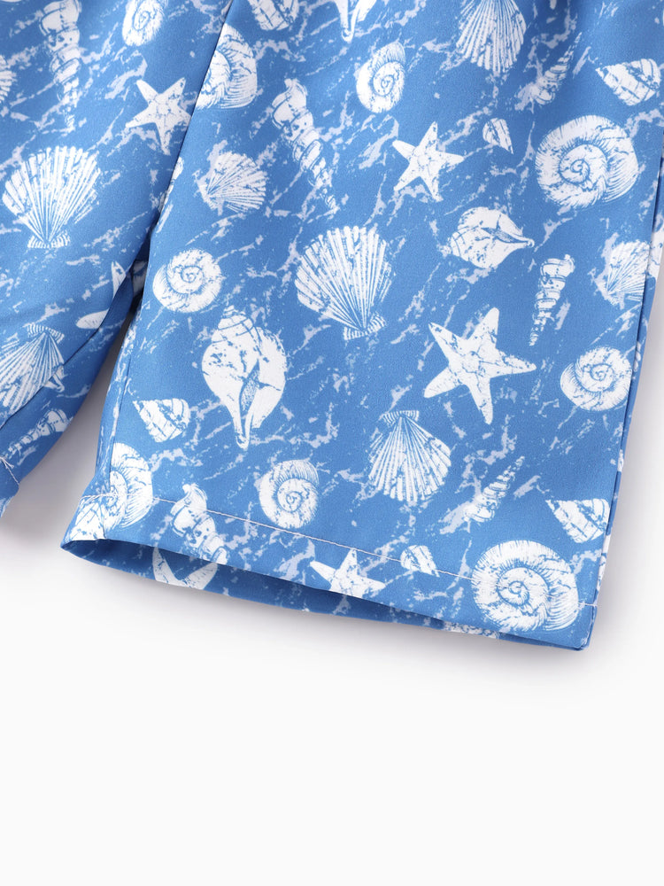 Ocean Vibes Toddler Boy Tropical Shirt & Shorts Set Blue