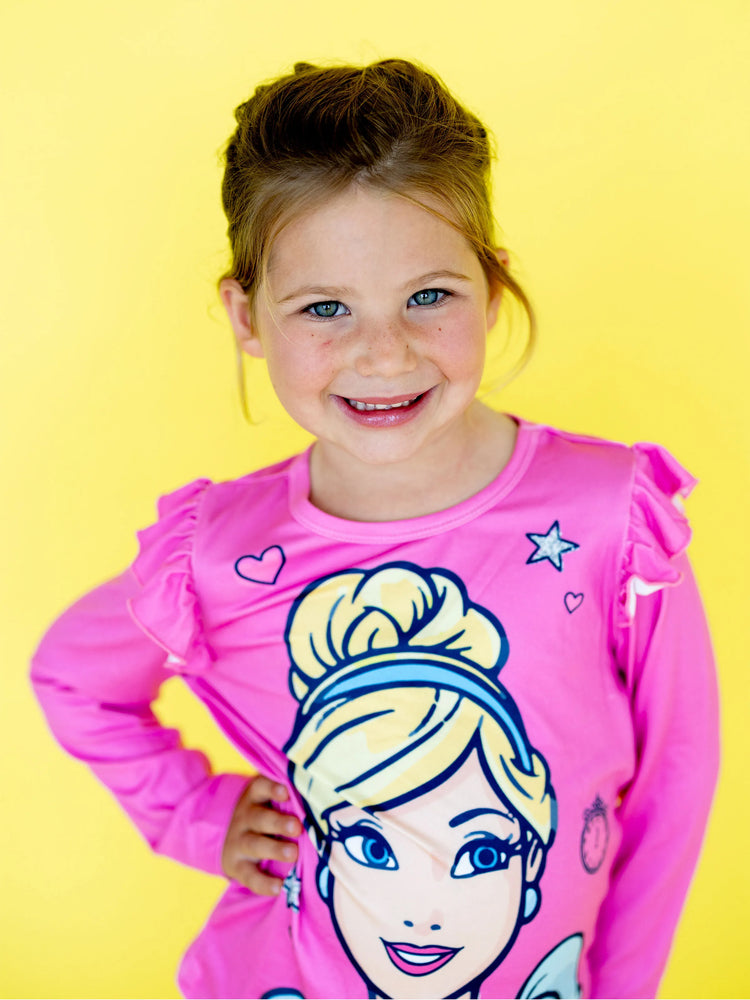 Disney Princess Baby Girl 2pcs Cinderella Print Top and Leggings Set Pink