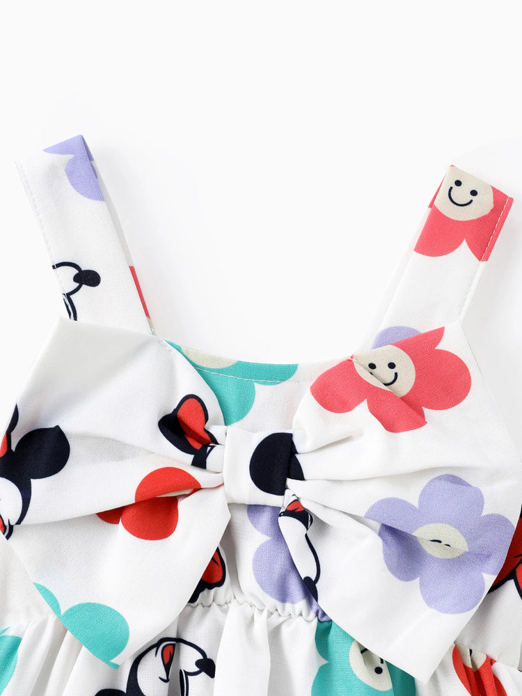 Robe blanche à imprimé floral Minnie et nœud papillon pour bébé fille Disney Mickey et ses amis