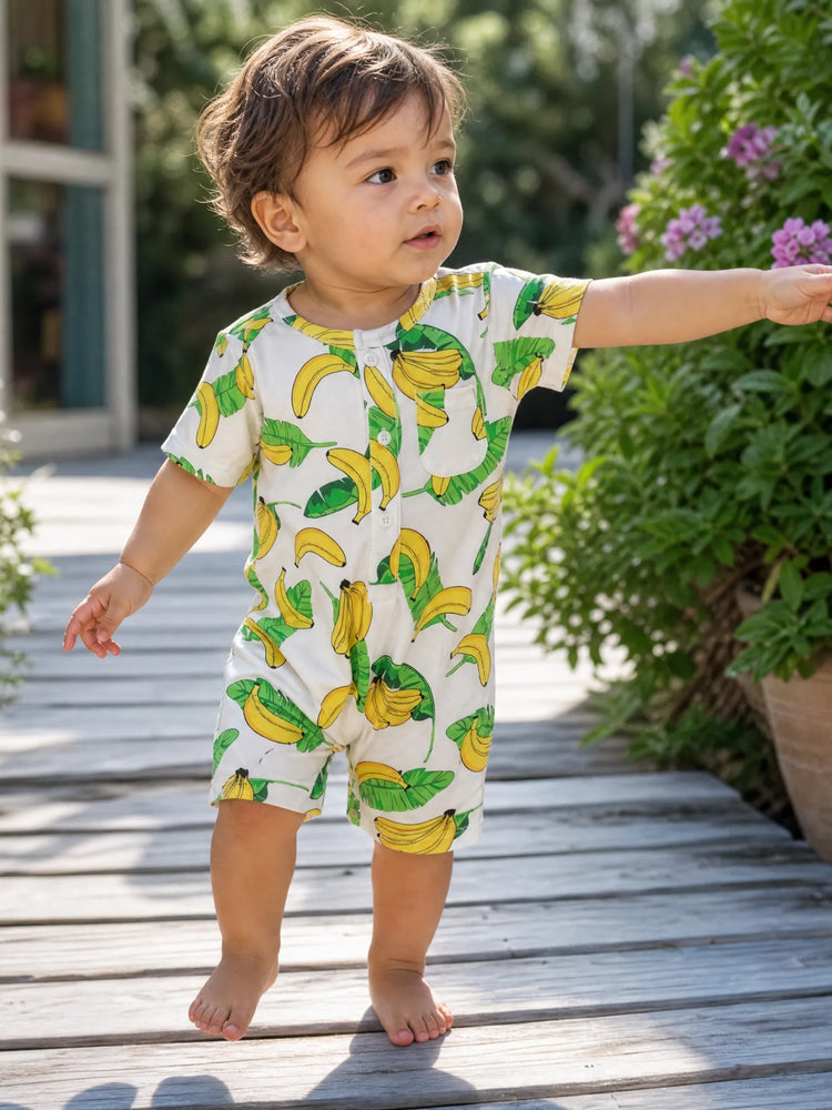 Fresh Market Baby Boy Banana Print Romper Yellow