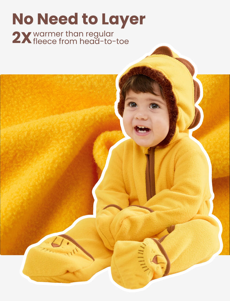 Combinaison unisexe 3D hyper-tactile pour bébé, combinaison bidirectionnelle avec motif animal, jaune