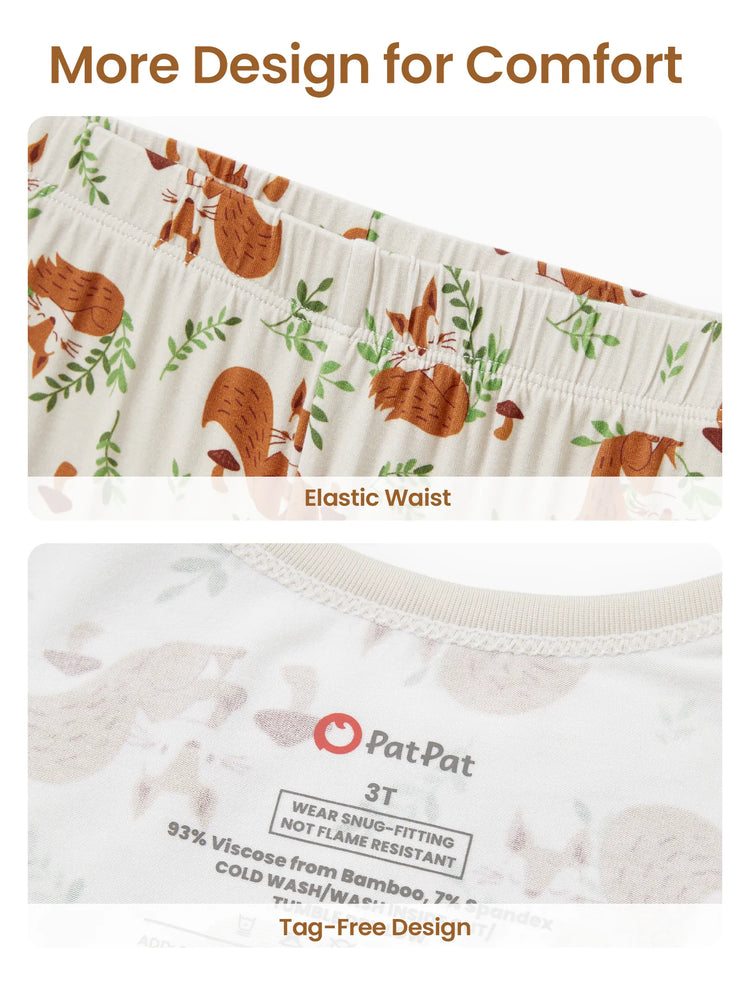 Christmas / Halloween Pajama 2-piece Bamboo Pajamas Set With Childlike Print for Baby / Toddler( Snug-Fitting) Apricot