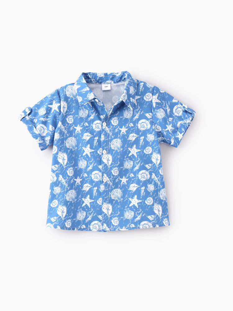 Ocean Vibes Toddler Boy Tropical Shirt & Shorts Set Blue