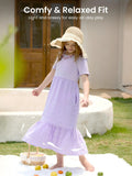 Robe longue décontractée à volants style bohème pour fille avec poches, violet