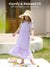 Robe longue décontractée à volants style bohème pour fille avec poches, violet