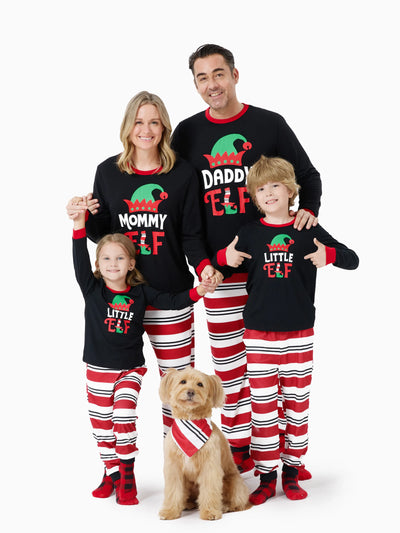 Ensemble pyjama de Noël assorti pour toute la famille, imprimé elfe et chaussettes de Noël noires