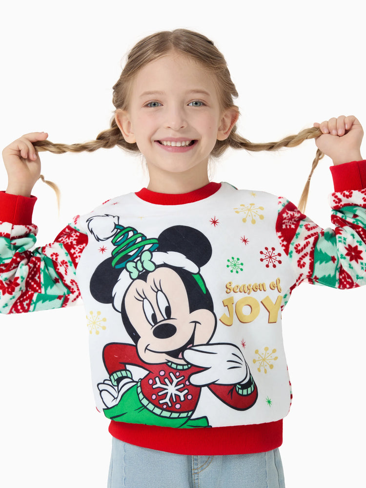 Disney Mickey and Friends Christmas Toddler Girl Fleece Sweatshirt White