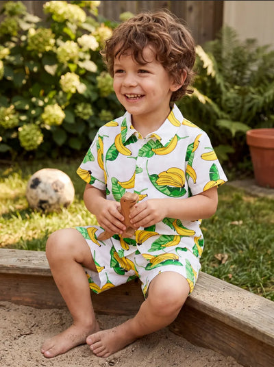 Fresh Market Toddler Boy Banana Shirt & Shorts Set Yellow