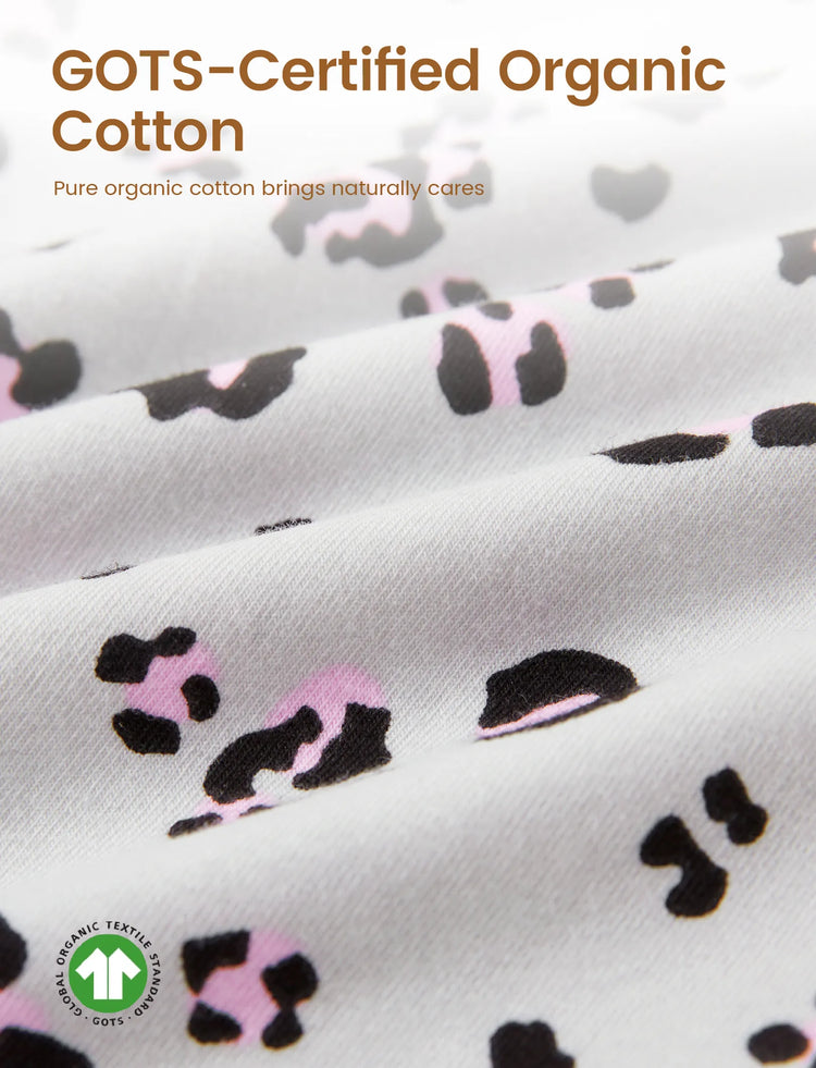 Kleinkind / Kinder 4-teiliger Pyjama aus Bio-Baumwolle 4-in-1 eng anliegendes Pajama-Set für Mädchen weiß