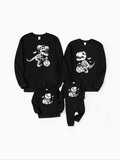 Tenue décontractée à manches longues et imprimé lumineux sur le thème d'Halloween, en coton, unisexe, couleur unie, assortie, noire