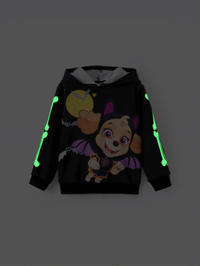 PAW Patrol Toddler Girl 1pc Skye Halloween Glow in the Dark Hoodie BlackandWhite