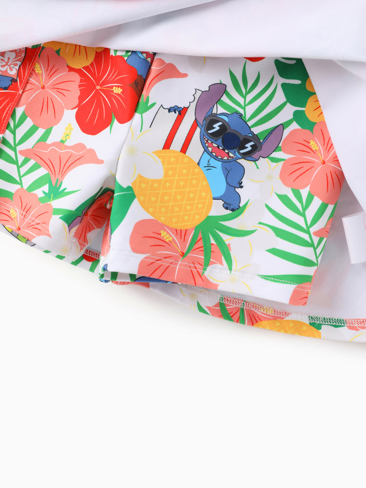 Disney Stitch Matching Family Tropical Floral Sporty Dress/ Cotton Top Multi-color