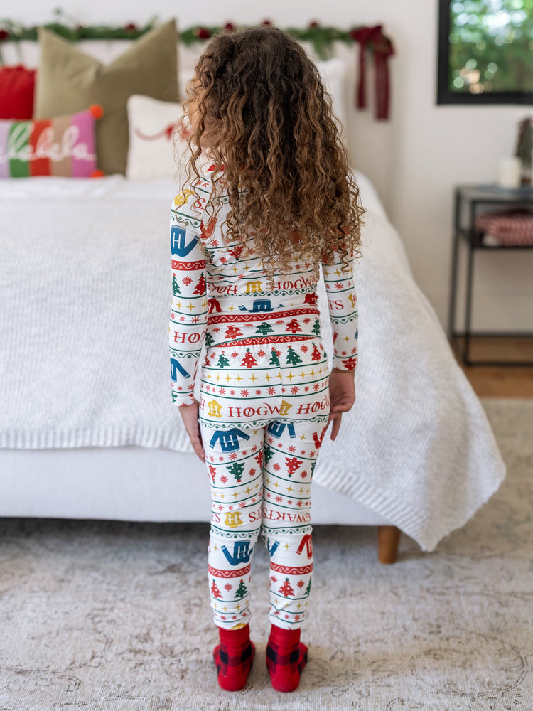 Harry Potter Christmas Matching Family Organic Cotton Snug-fitting Pajamas Sets with Socks White