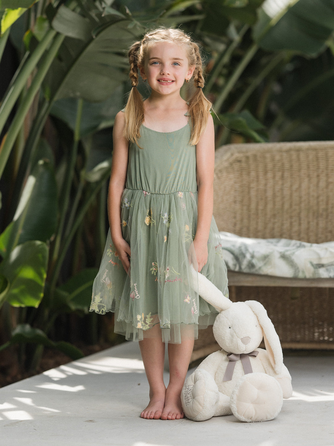 Mommy & me Polo Collar Short-sleeve Shirt or V-neck Strappy Mesh Dress Green