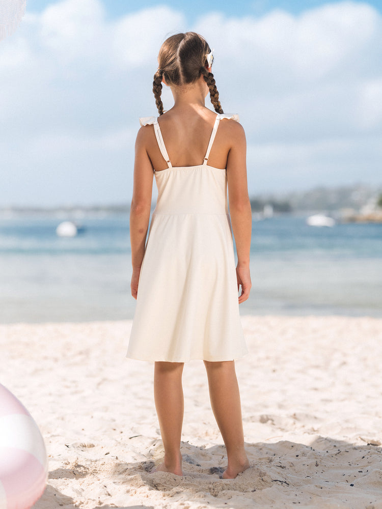 Family Matching Casual Outfit Floral Print T-shirt or Halter Dress Summer Set for Vacation  Apricot