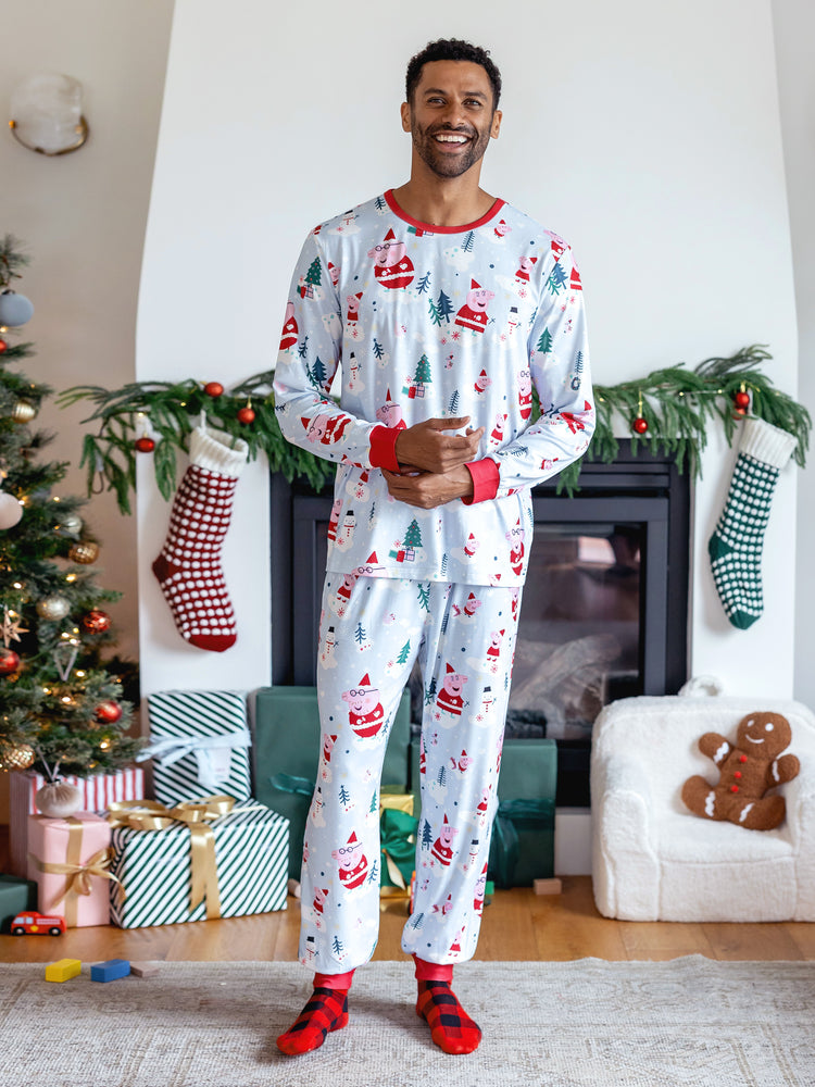 Ensemble pyjama assorti Peppa Pig de Noël avec chaussettes blanches