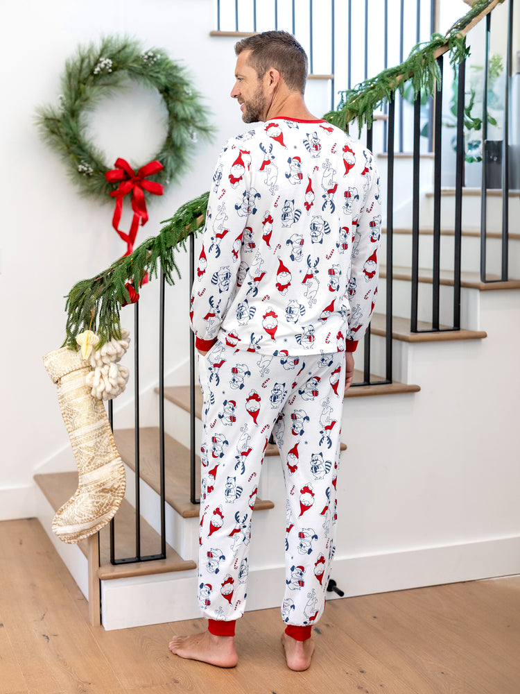 Family Matching Christmas Pajamas Gnome Print White