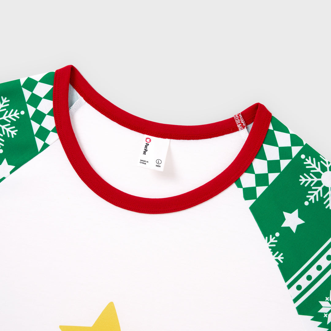 Weihnachten Passendes Familienpyjama-Set Lebkuchen und Weihnachtsbaum Print Grün PJS mit Weihnachtssocken grün