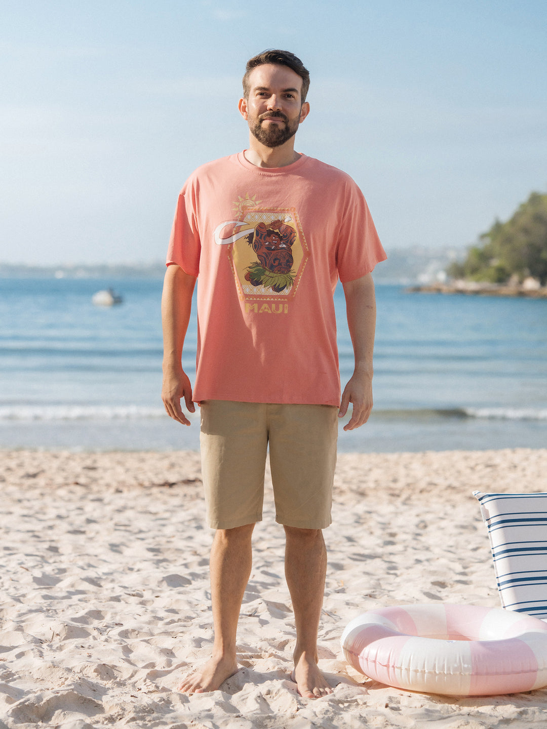 Vestido deportivo a juego para familia Disney Princesa Moana con pantalones cortos incorporados y bolsillos / Camiseta de algodón Naranja