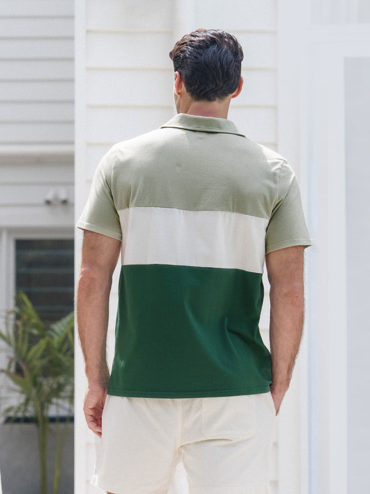 Matching Family Outfits Tropical Floral Print Strap Dress or Short-sleeve Colorblock Shirts Set Pale Green