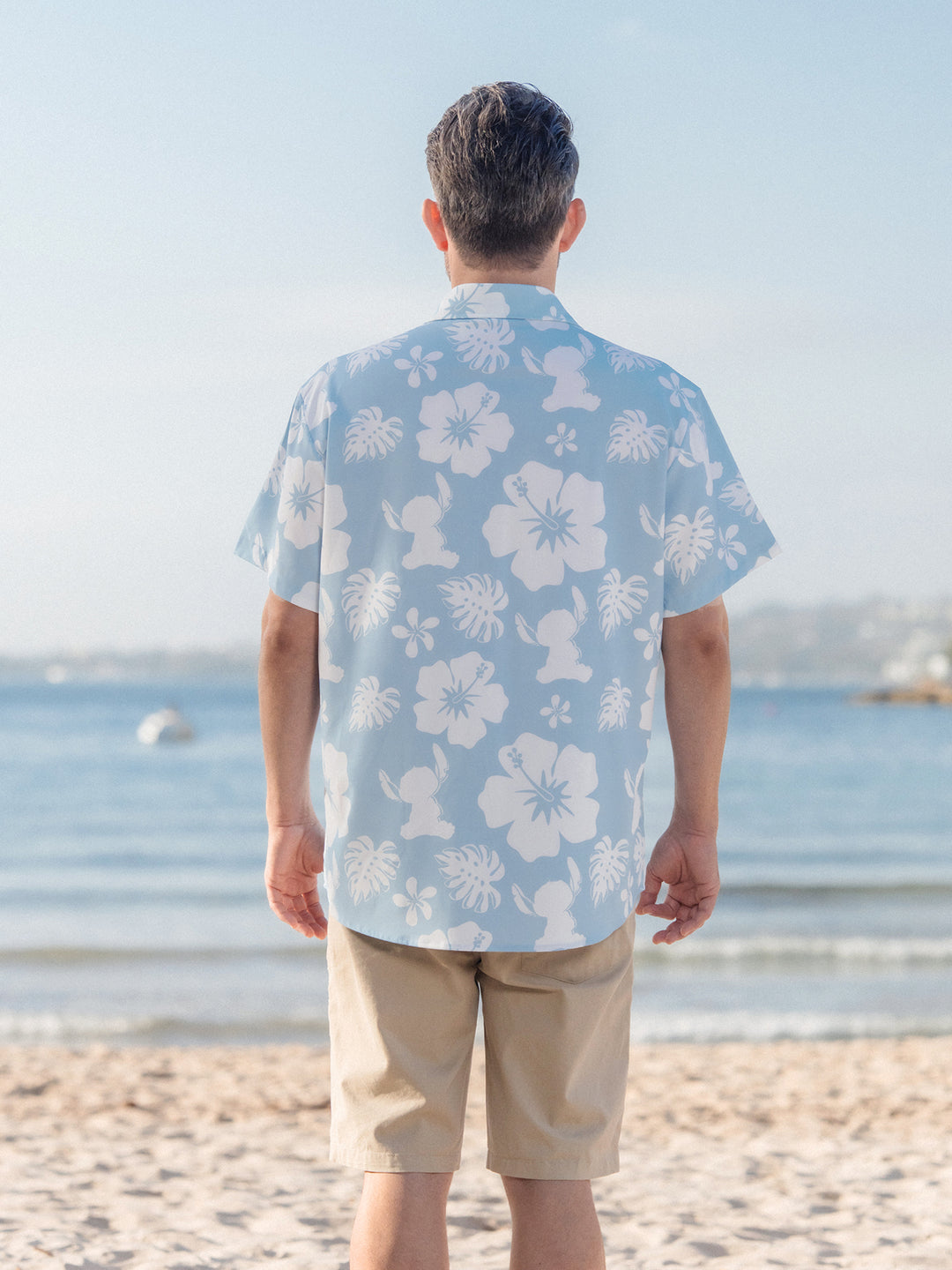 Mono / Vestido / Camisa Tropical Floral a Juego para la Familia Disney Stitch Azul Claro