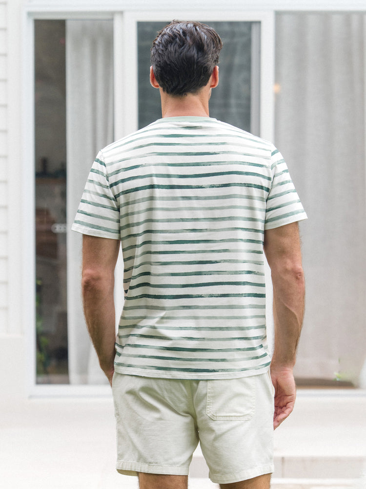 Family Matching Cotton Outfits Set Green Striped T-Shirt and Dress Set for Dad, Mom, Kids & Baby, Perfect for Summer Family Outings & Photos Green