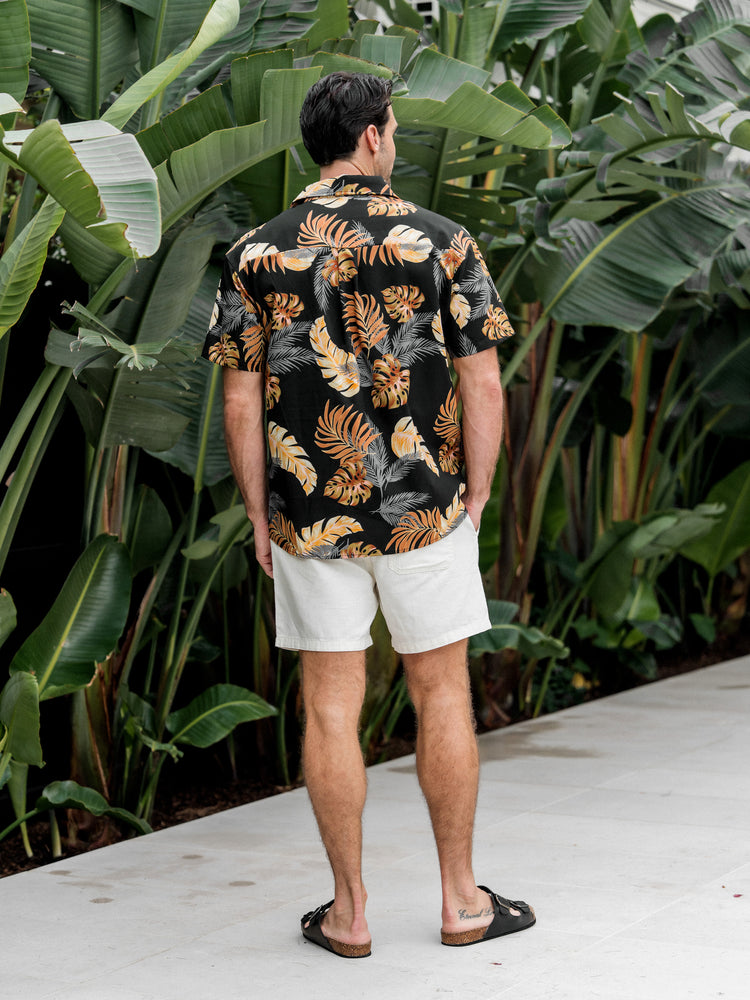 Ensemble de plage à imprimé floral assorti pour toute la famille, chemise à manches courtes ou haut caraco et pantalon large pour les vacances d'été, noir et blanc