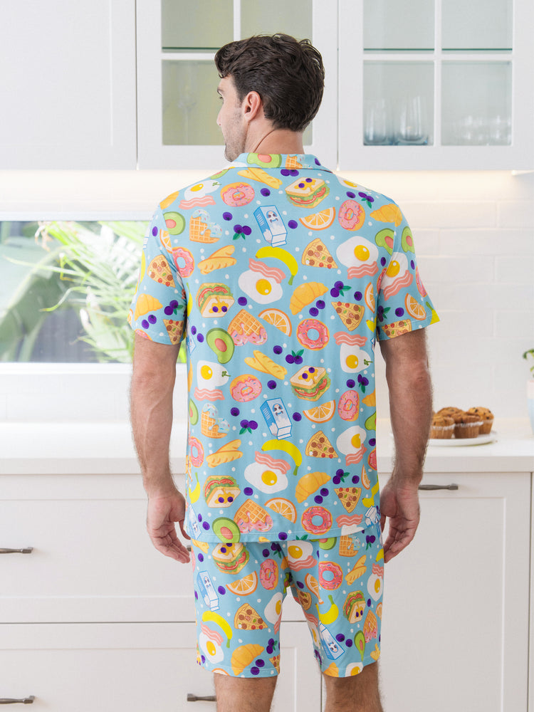 Family Matching Bamboo Pajamas Soft Bamboo Viscose PJs for Men Women Kids Toddler, Fun Food & Fruit Print Short-sleeve Sleepwear Blue