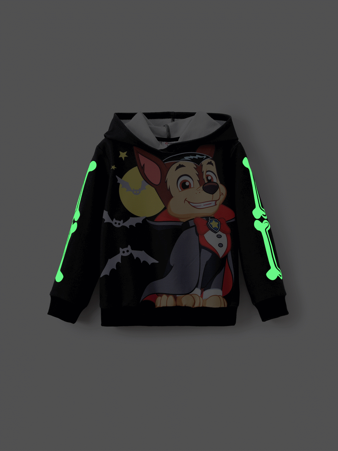 Sweat à capuche noir phosphorescent pour tout-petit garçon de la Pat' Patrouille Chase Halloween