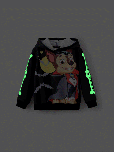 PAW Patrol Toddler Boy 1pc Chase Halloween Glow in the Dark Hoodie Black