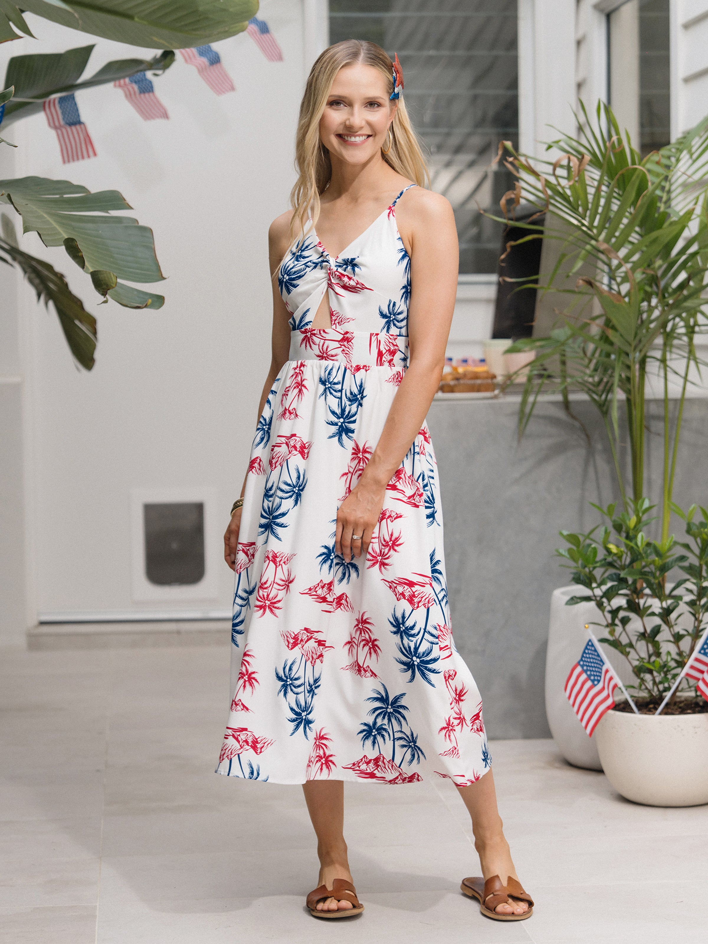 Independence Day Matching Family Outfits Red & Blue Palm Tree Print Ha - PatPat Independence Day Matching Family Outfits Red & Blue Palm Tree Print Ha - PatPat